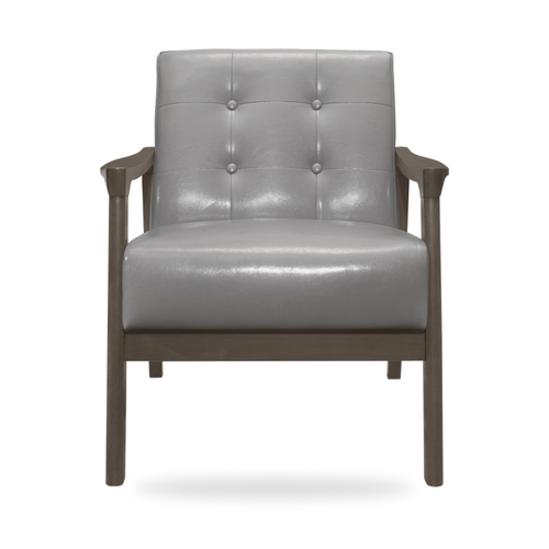 Alby faux leather accent chair complete front view