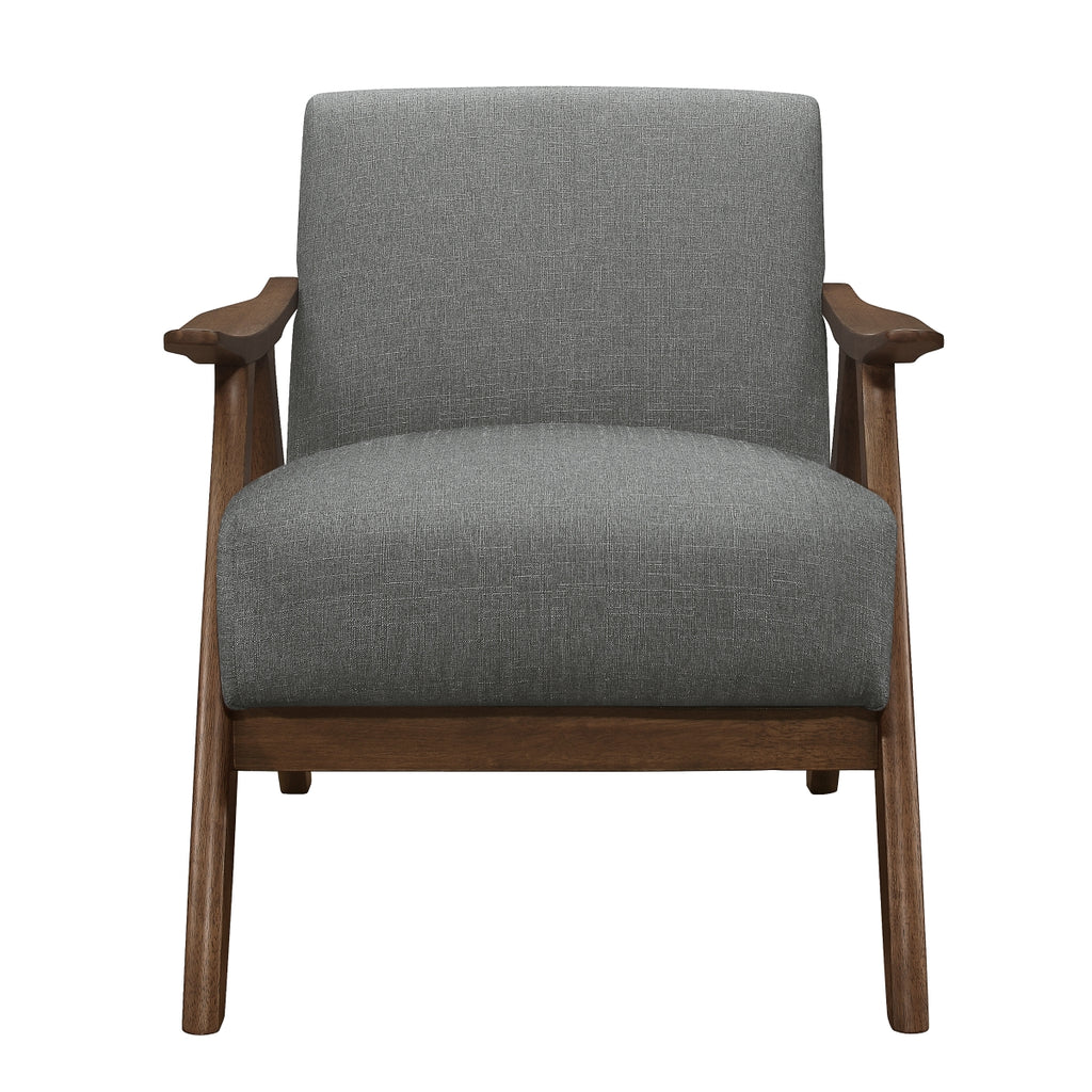 Damala Accent Chair — Walnut / Gray — front view — 1138GY-1