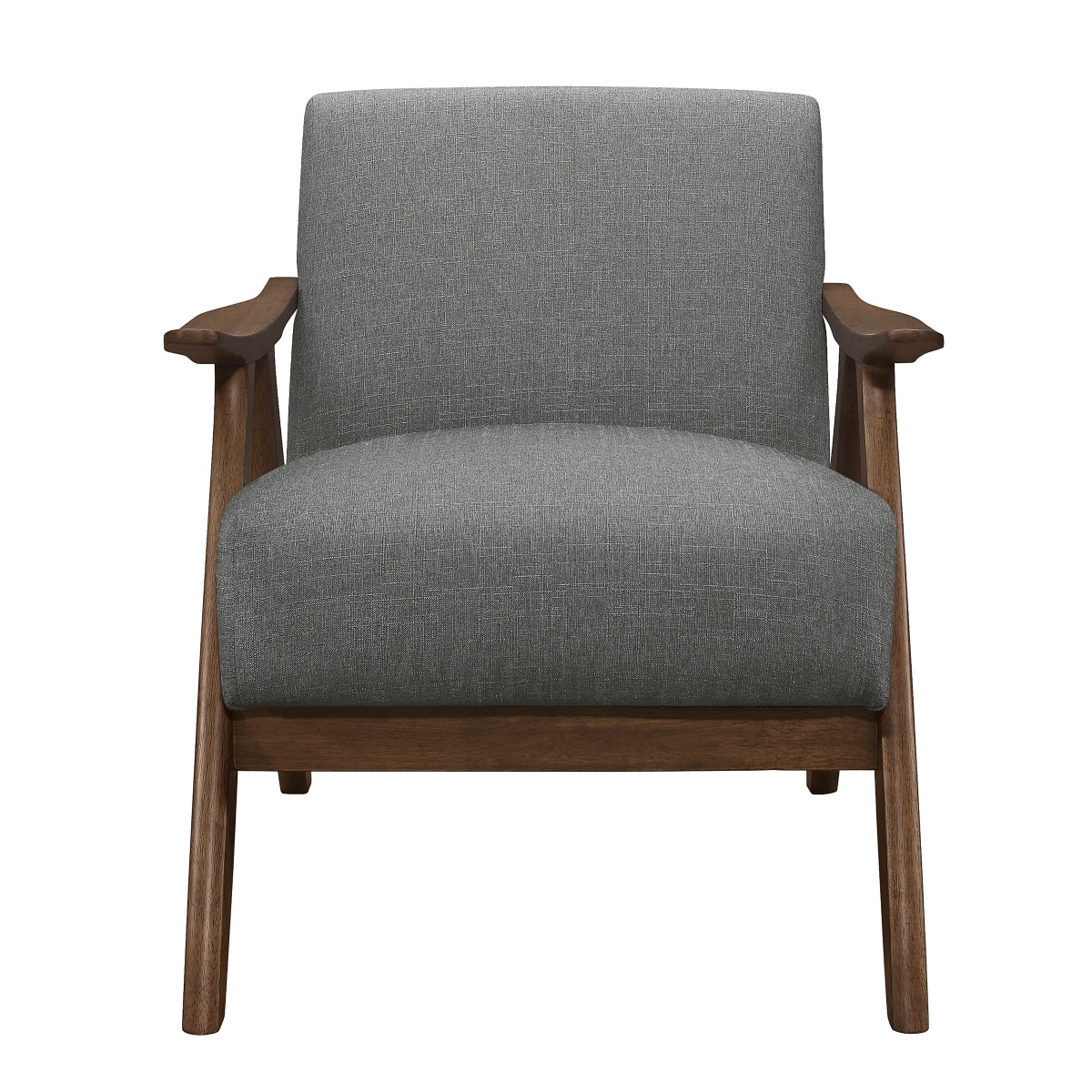 Damala Accent Chair — Walnut / Gray — front view — 1138GY-1