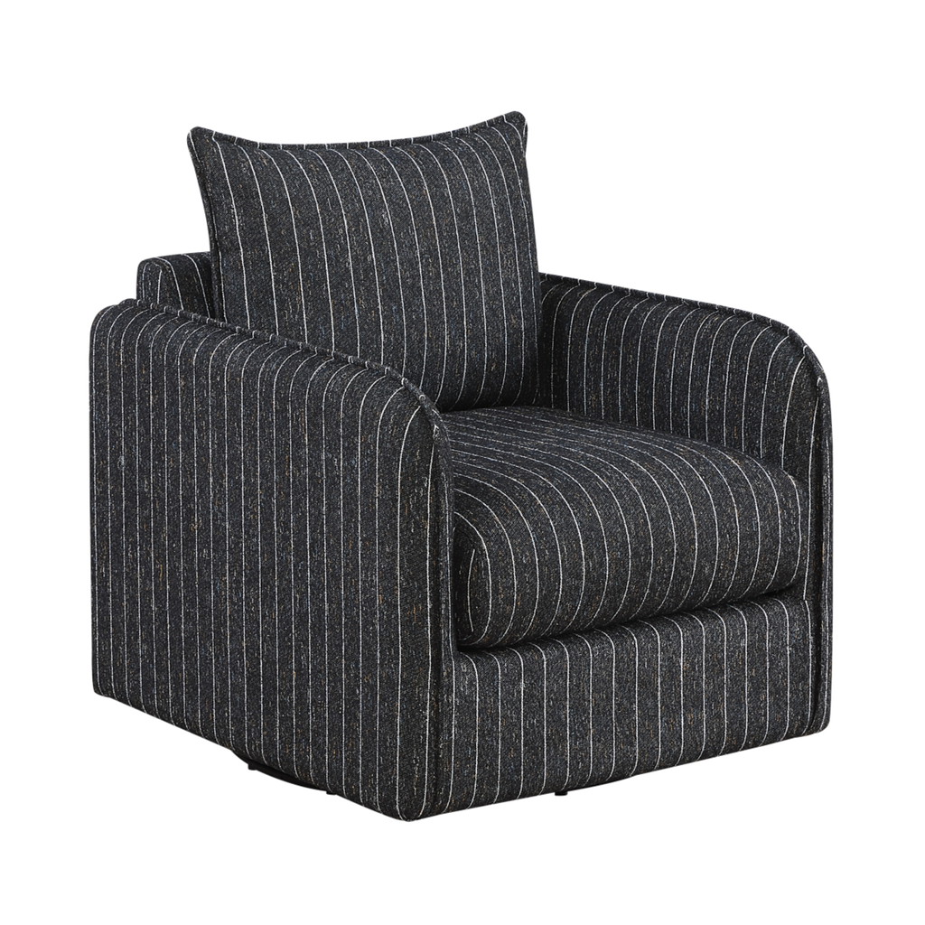 Pinstripe Textured Fabric Swivel Chair complete front view