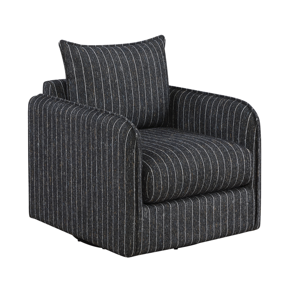 Pinstripe Textured Fabric Swivel Chair complete front view