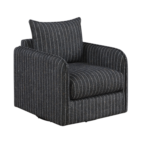 Pinstripe Textured Fabric Swivel Chair complete front view