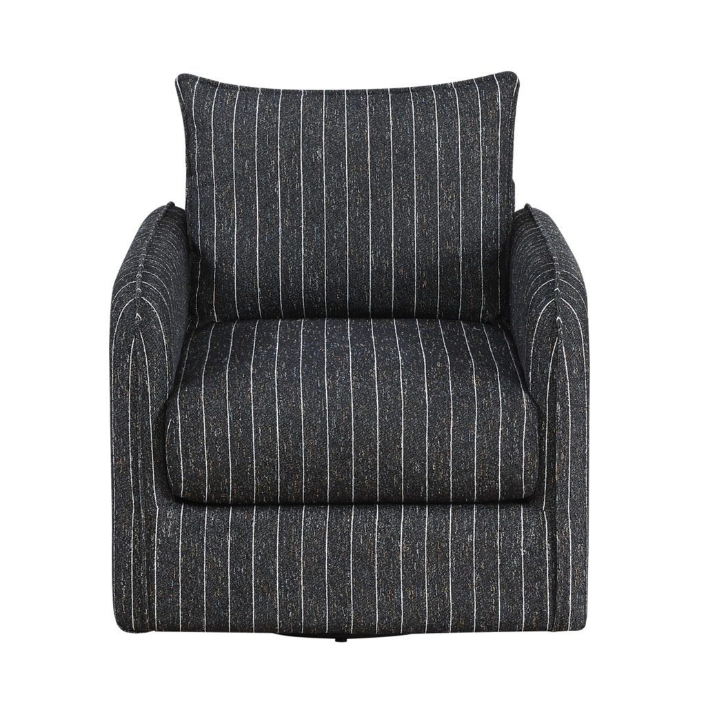 Pinstripe Textured Fabric Swivel Chair 45 degree view