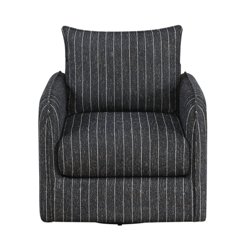 Pinstripe Textured Fabric Swivel Chair 45 degree view