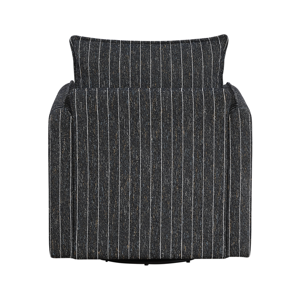 Pinstripe Textured Fabric Swivel Chair full back view