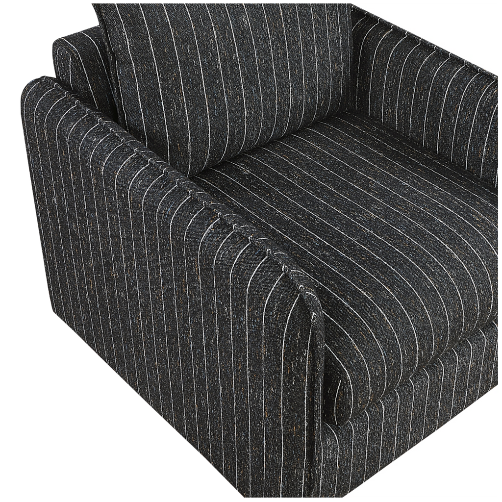 Pinstripe Textured Fabric Swivel Chair clean detail view