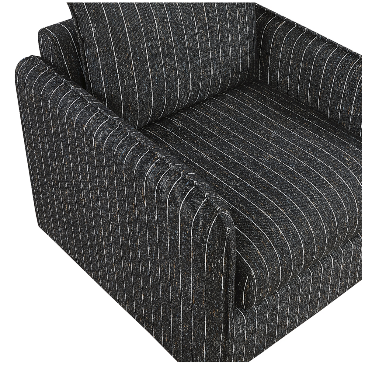 Pinstripe Textured Fabric Swivel Chair clean detail view