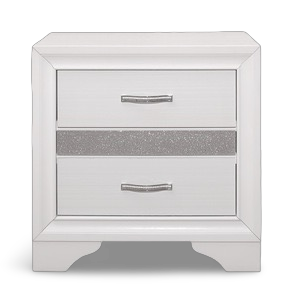 White Luster Night Stand - front view