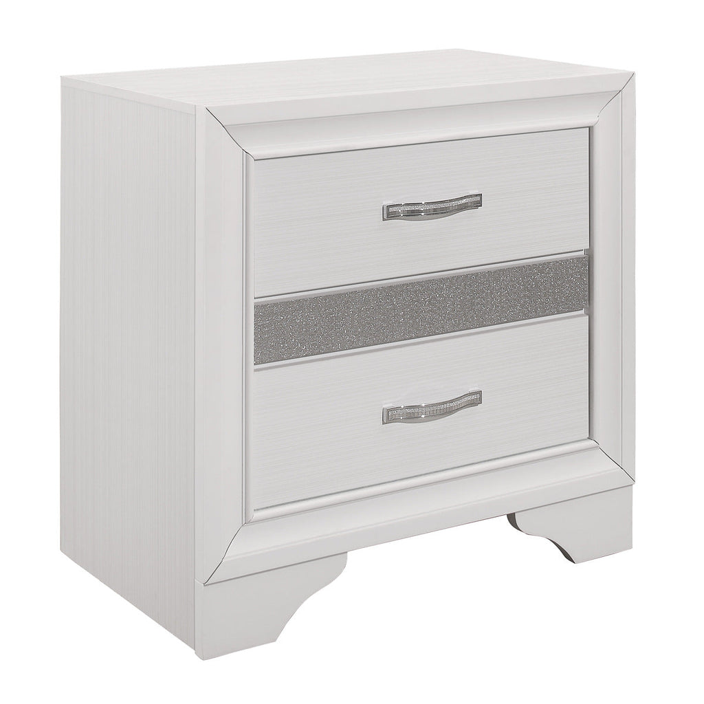 White Luster Night Stand - side view