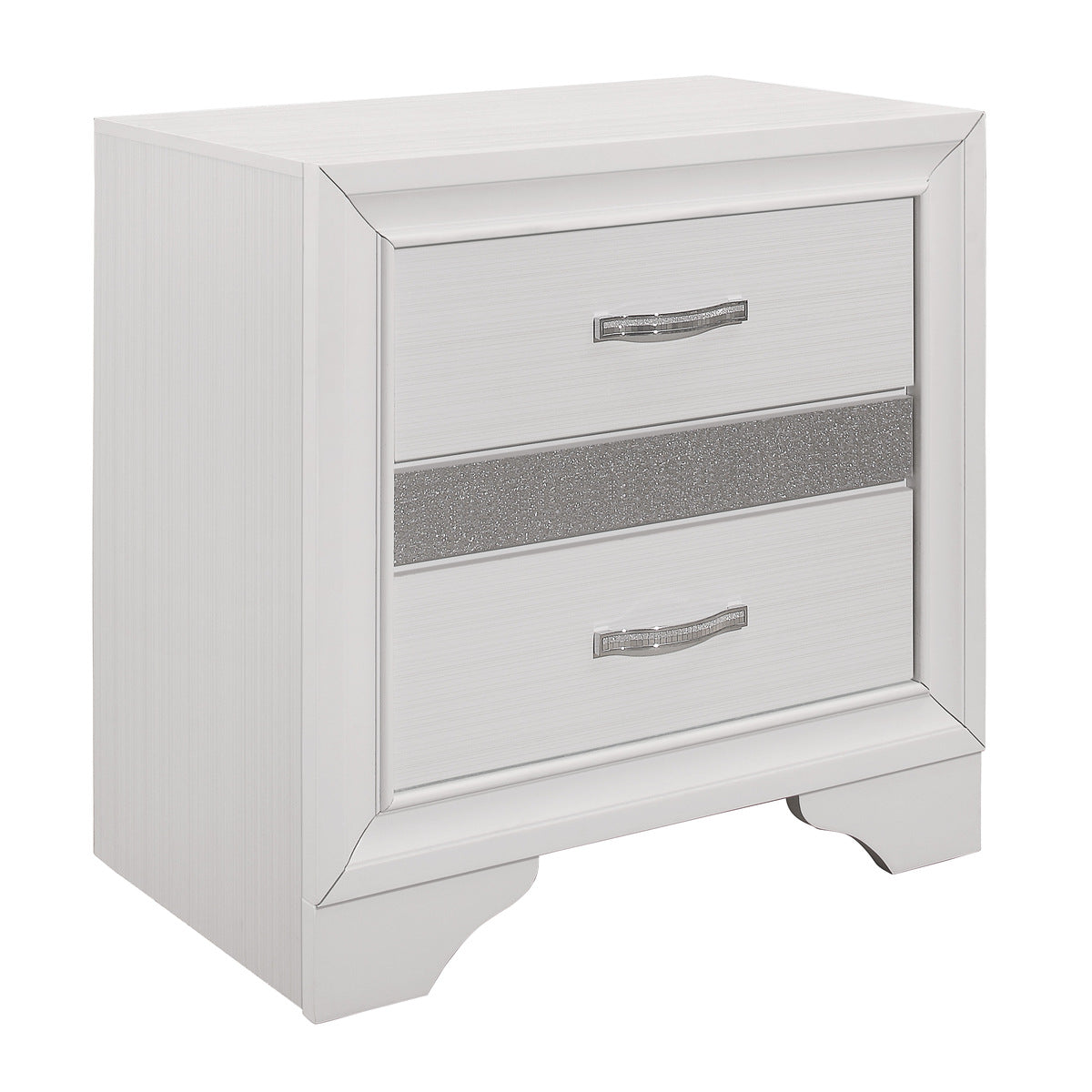 White Luster Night Stand - side view