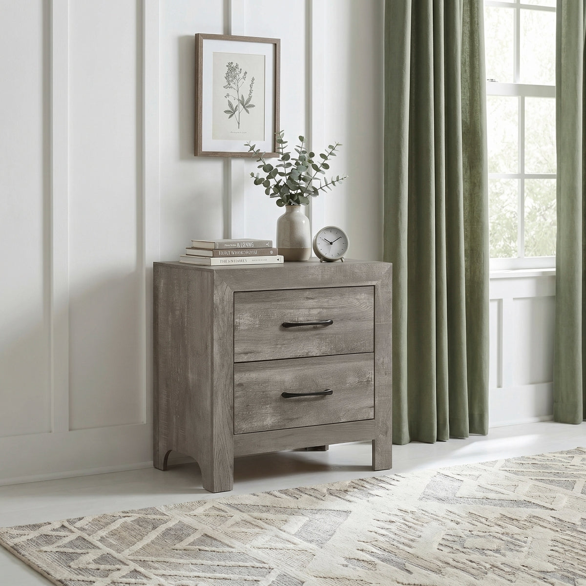 Gray Corbin Night Stand - side view