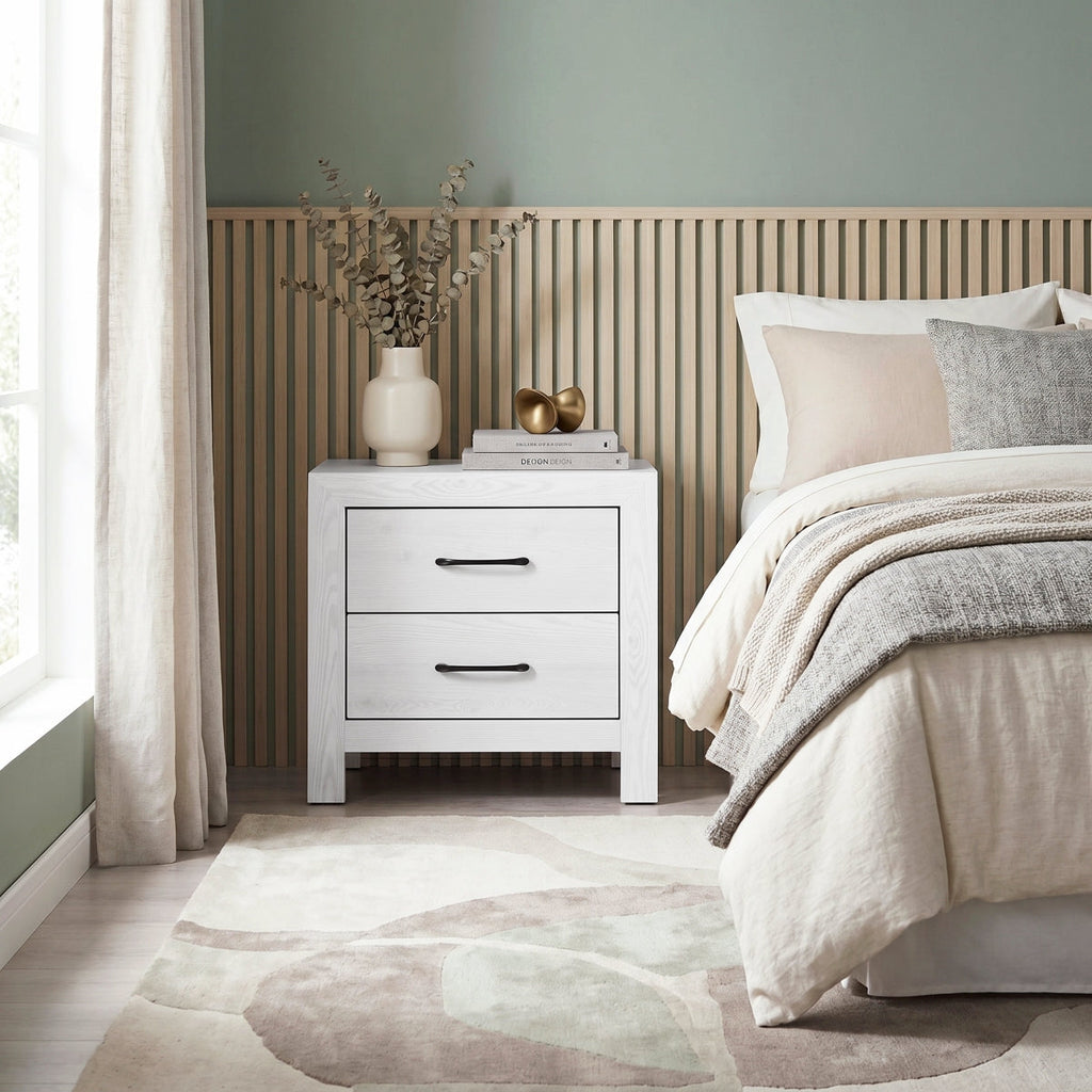 White Corbin Night Stand - front view