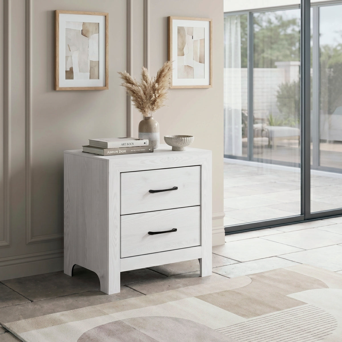White Corbin Night Stand - side view