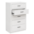 White Corbin Chest — 45-degree view with second drawer open