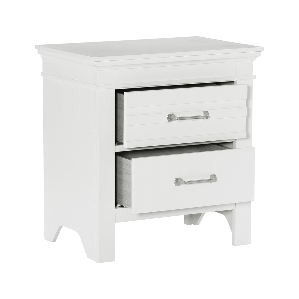 White Blaire Farm Night Stand - open drawer view