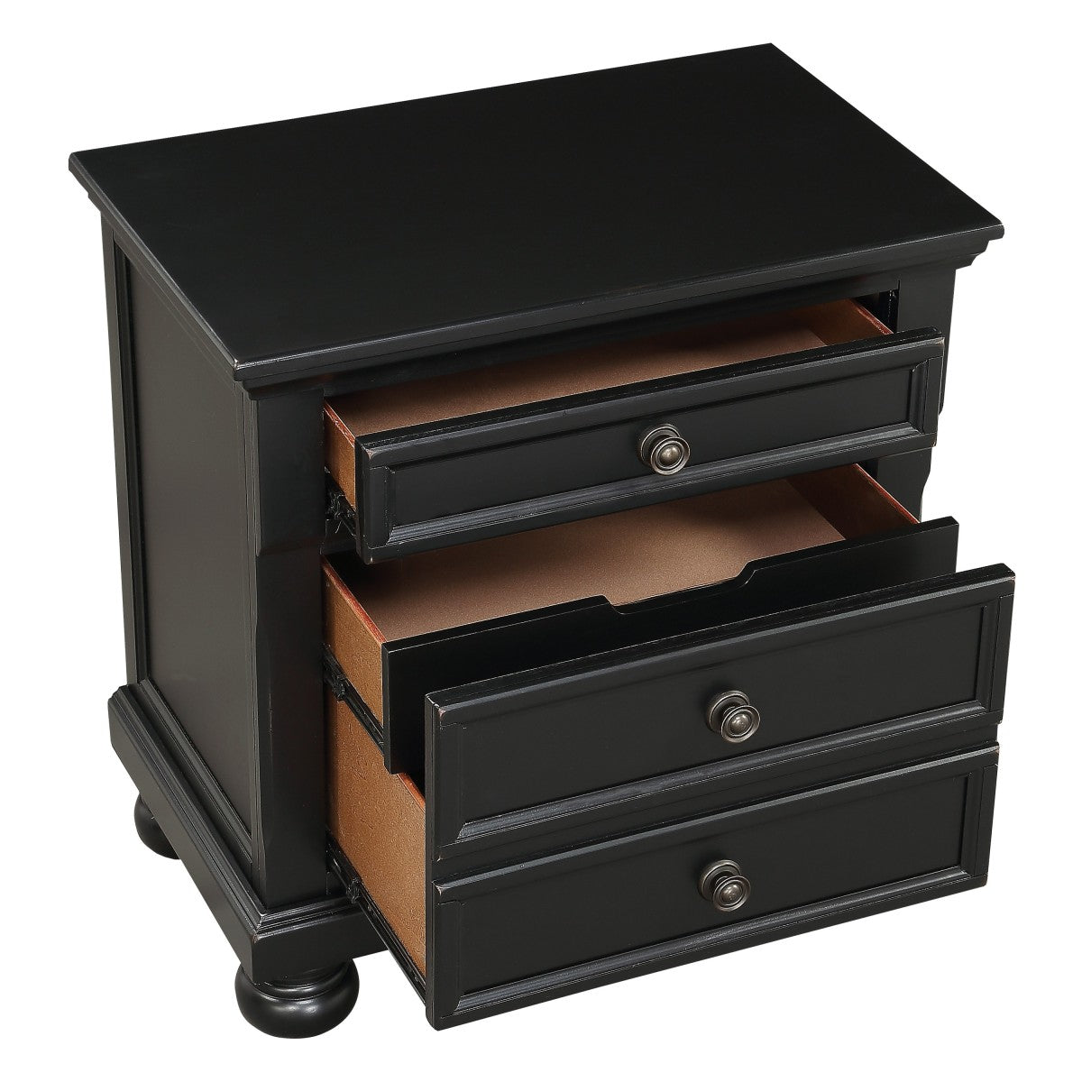 Laurelin Night Stand, Hidden Drawer (1714BK-4) - open drawer view