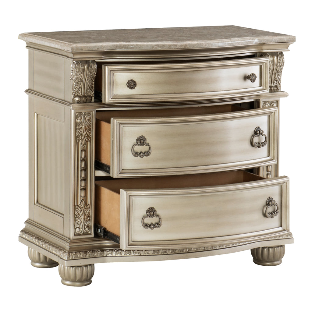 Silver Cavalier Night Stand - open drawer view