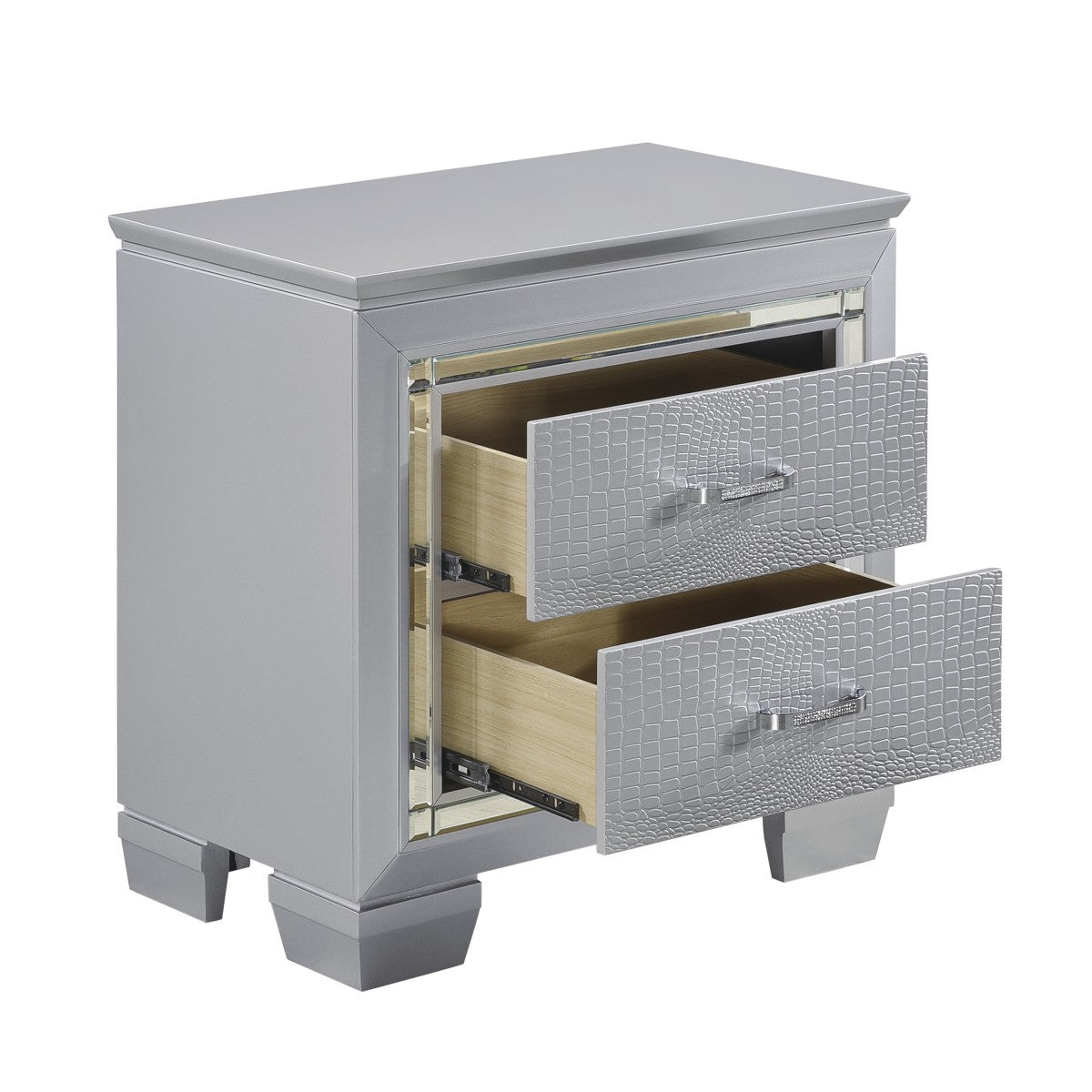 Allura Night Stand, LED Lighting (1916-4) - open drawer view