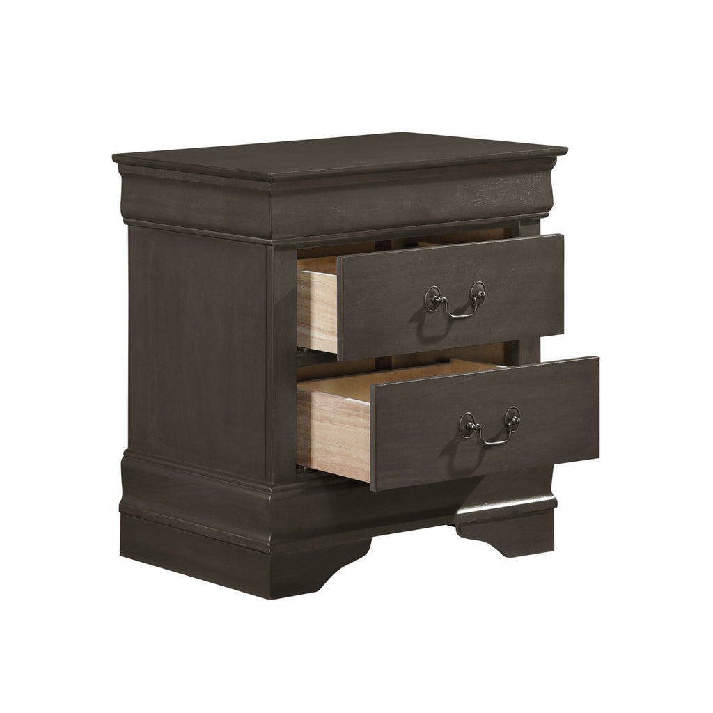 Silver Gray Mayville Night Stand - open drawer view