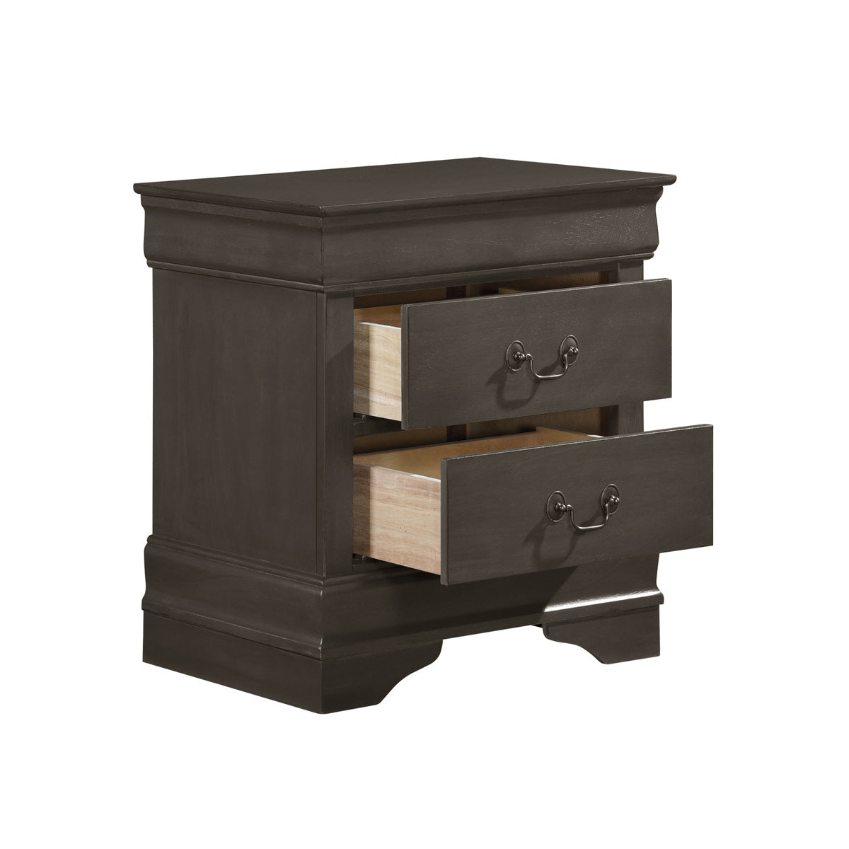 Silver Gray Mayville Night Stand - open drawer view