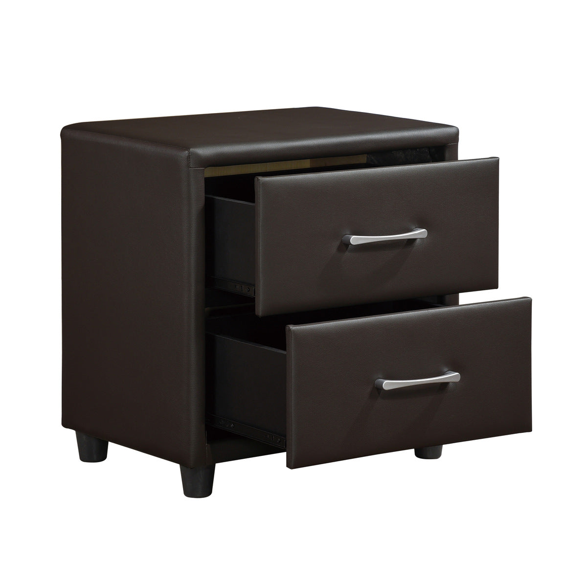 Dark Brown Lorenzi Night Stand - open drawer view