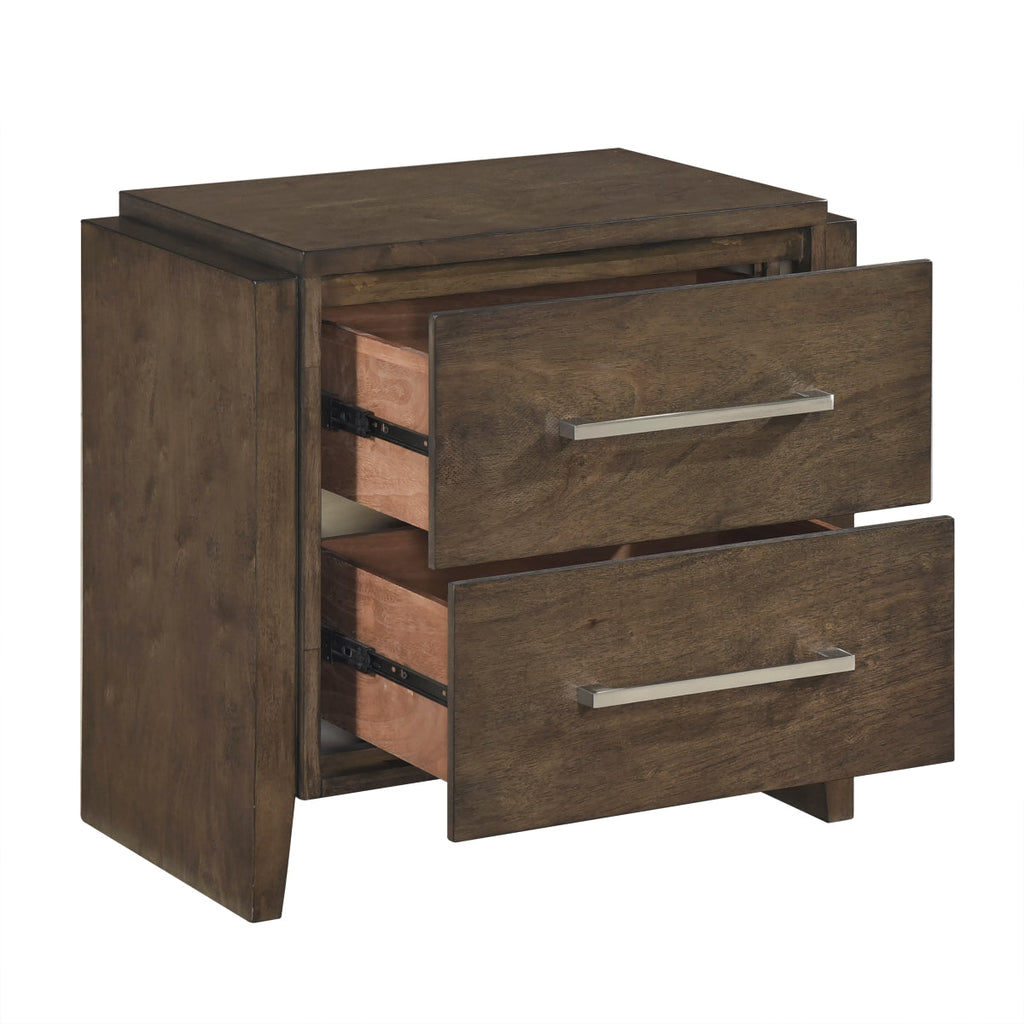 NS- Emmett Solid  Wood Night Stand - open drawer view