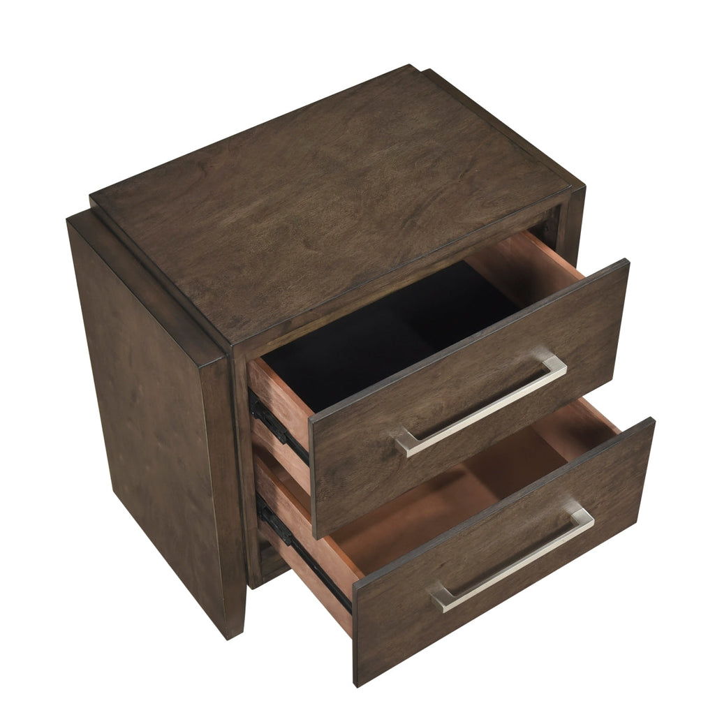 NS- Emmett Solid  Wood Night Stand - open drawer view