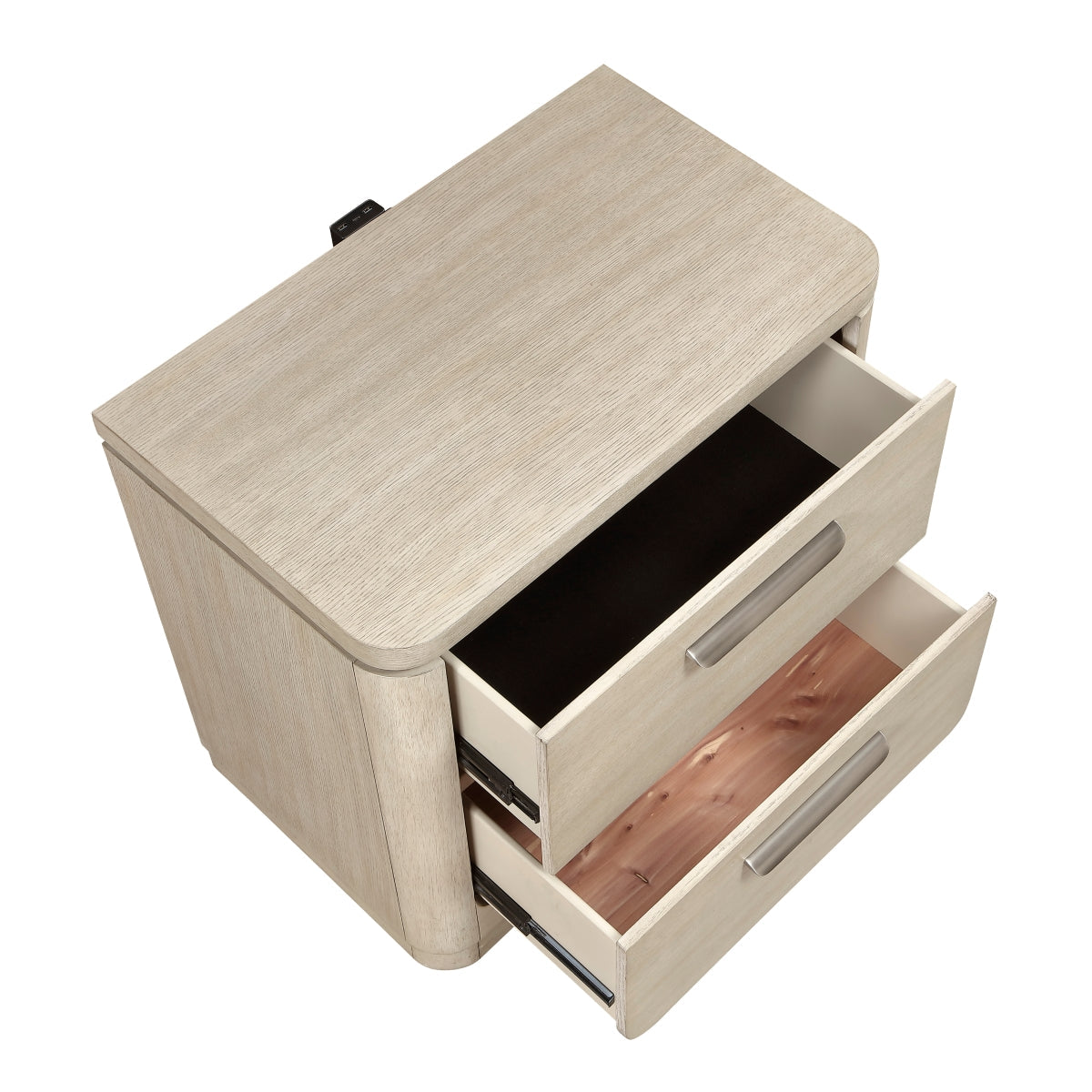Alita Night Stand - open drawer view