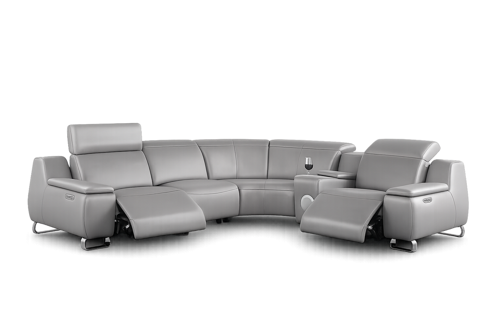 Smart CineFlex Grey Power Reclining Sectional sofa & USB-C Charging ,Bluetooth