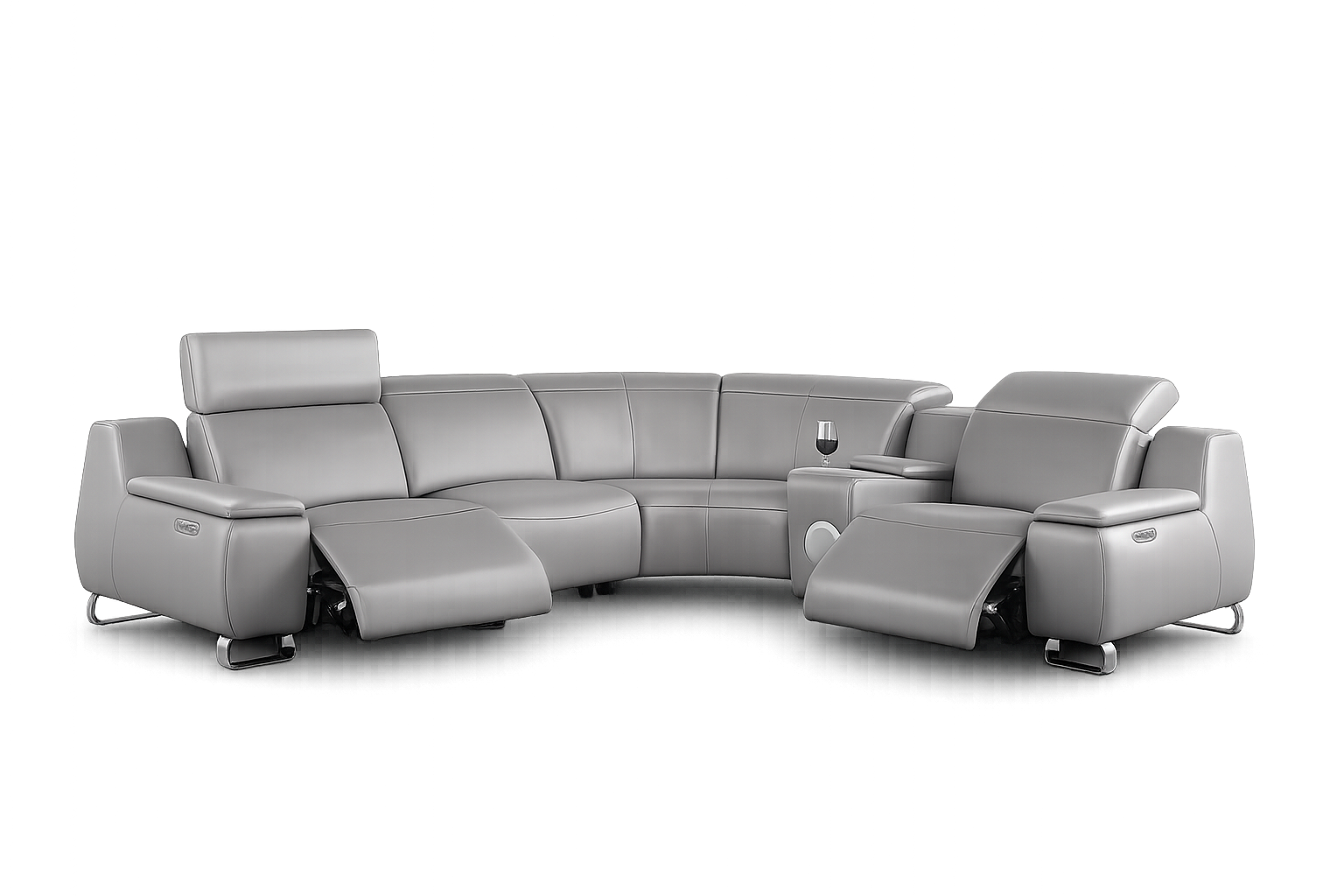 Smart CineFlex Grey Power Reclining Sectional sofa & USB-C Charging ,Bluetooth