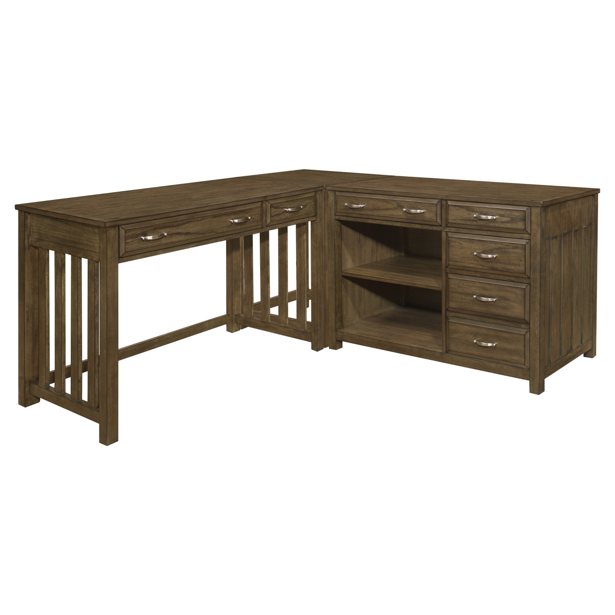 Blanche Brown Gray 3-Piece Corner Desk