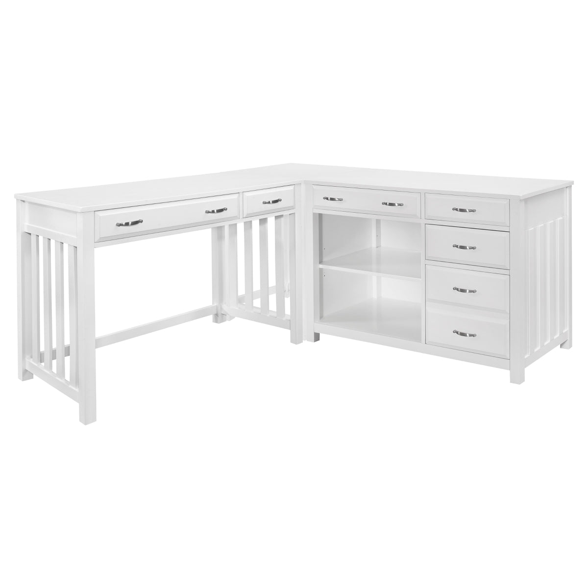 Blanche White 4-Piece Corner Desk with Hutch