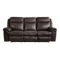 Aram Double Reclining Sofa with Center Drop-Down Cup Holders, Receptacles, Hidden Drawer and USB Ports (8206BRW-3)