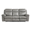 Aram Double Reclining Sofa with Center Drop-Down Cup Holders, Receptacles, Hidden Drawer and USB Ports (8206GRY-3)