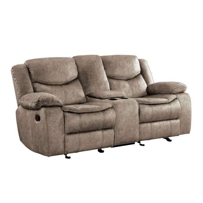 Bastrop Glider Reclining Loveseat with Center Console — Brown Manual Microfiber
