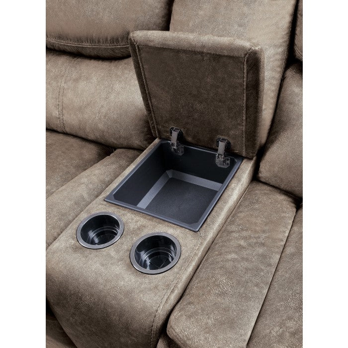 Bastrop Glider Reclining Loveseat with Center Console — Brown Manual Microfiber