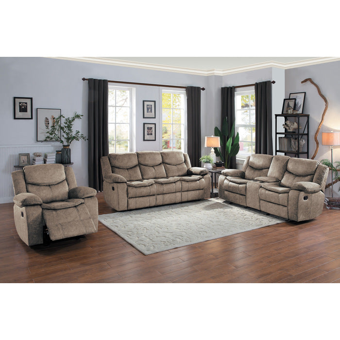 Bastrop Glider Reclining Loveseat with Center Console — Brown Manual Microfiber