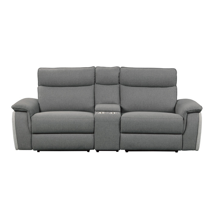 Maroni Power Reclining Loveseat with Center Console — 2-tone gray Power