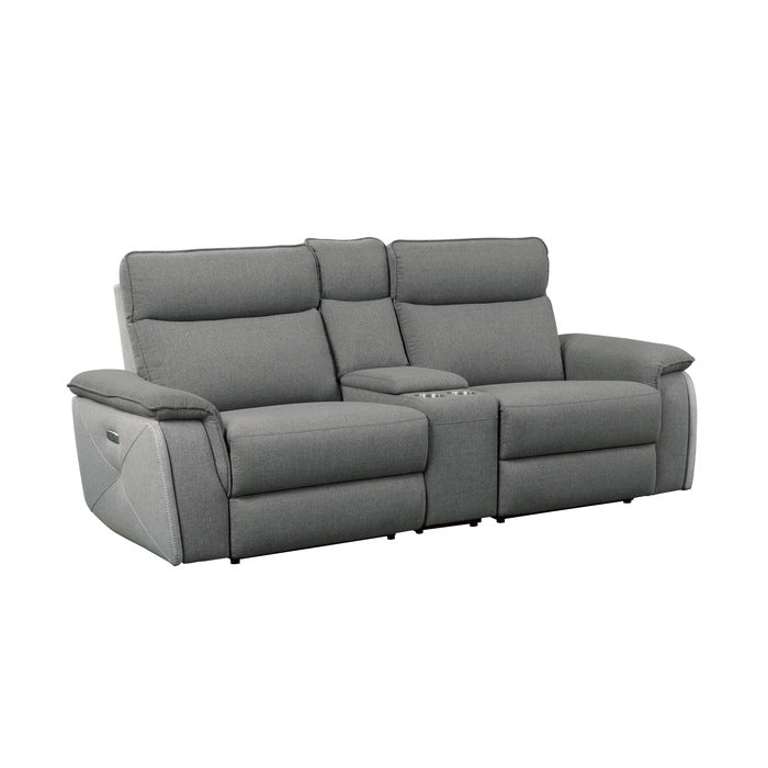 Maroni Power Reclining Loveseat with Center Console — 2-tone gray Power