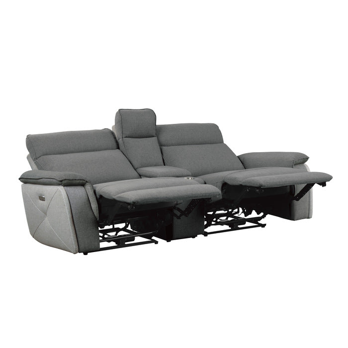 Maroni Power Reclining Loveseat with Center Console — 2-tone gray Power