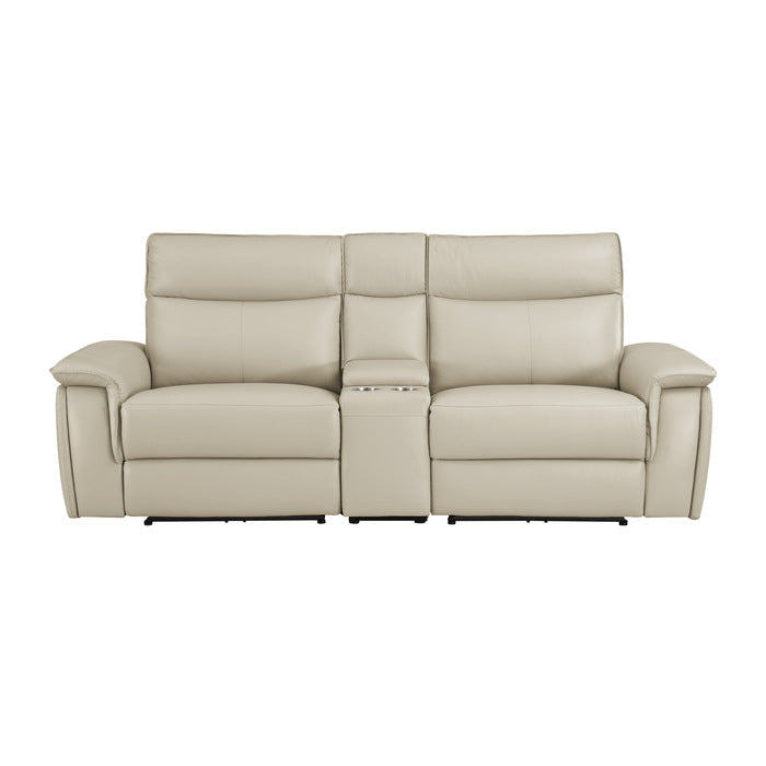 Maroni Power Reclining Loveseat with Center Console — Taupe Power