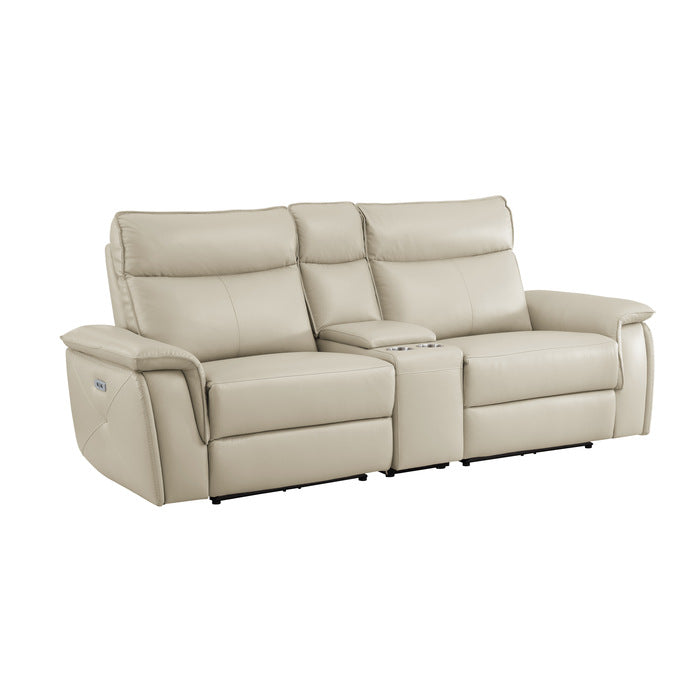 Maroni Power Reclining Loveseat with Center Console — Taupe Power