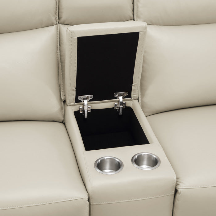 Maroni Power Reclining Loveseat with Center Console — Taupe Power