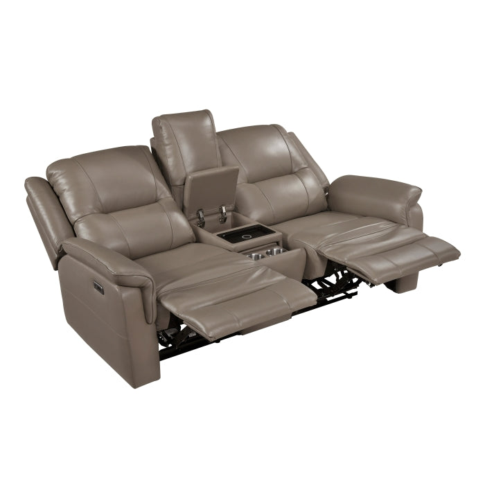 Haven Power Reclining Loveseat with Center Console — Russet Power