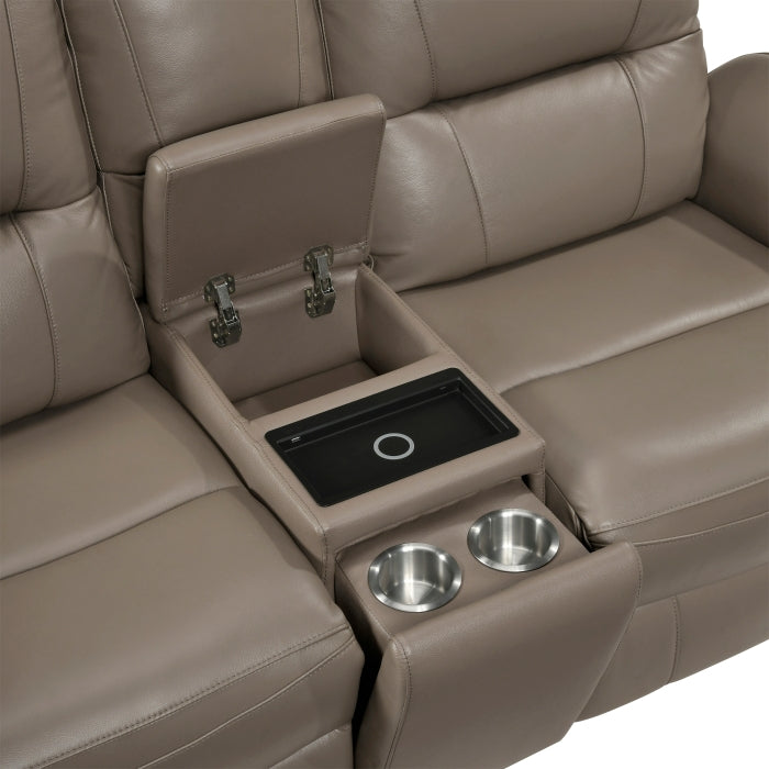 Haven Power Reclining Loveseat with Center Console — Russet Power