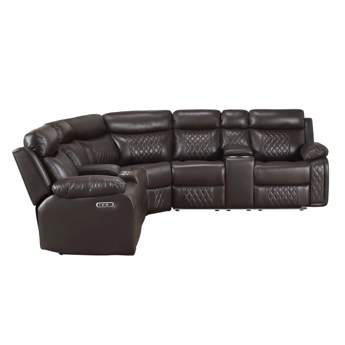 Cipher 3-Piece Power Reclining Sectional with Two Consoles, Speakers, Subwoofer, LED Lighting and Charging Port (8315DBR*SCPW)