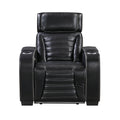 Cyber Power Reclining Chair with Power Headrest, Cup holder, Storage Arms(Top and Side), Air Massage, Heat, LED Lighting and Charging Ports (8344BLK-1PWHM)
