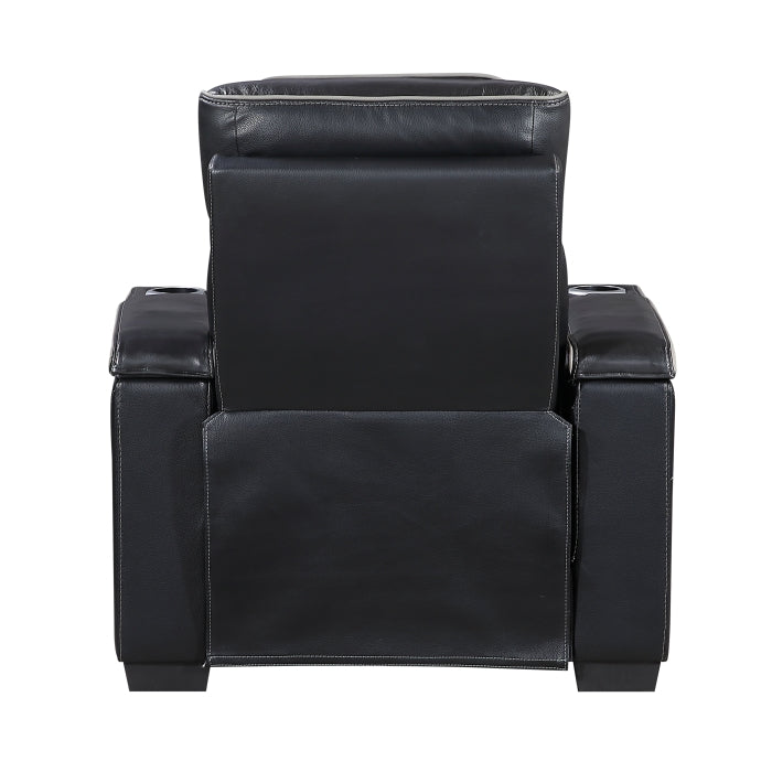 Cyber Power Reclining Chair with Power Headrest, Cup holder, Storage Arms(Top and Side), Air Massage, Heat, LED Lighting and Charging Ports (8344BLK-1PWHM)