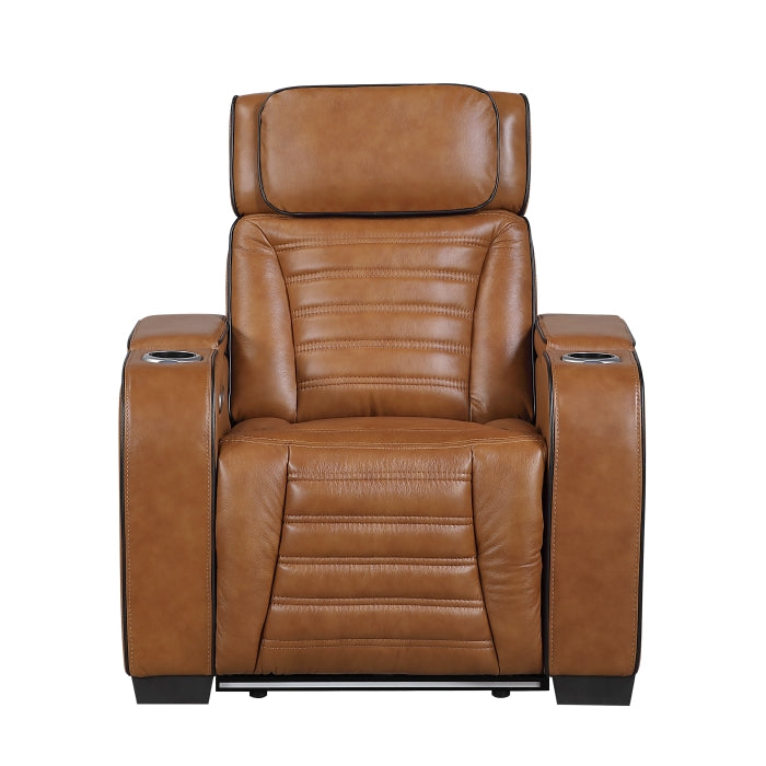 Cyber Power Reclining Chair with Power Headrest, Cup holder, Storage Arms(Top and Side), Air Massage, Heat, LED Lighting and Charging Ports (8344BRW-1PWHM)