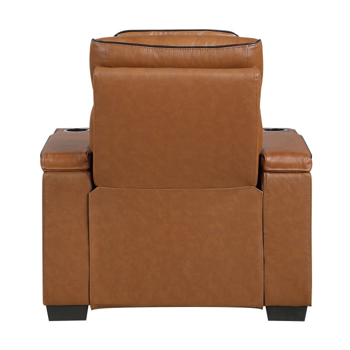 Cyber Power Reclining Chair with Power Headrest, Cup holder, Storage Arms(Top and Side), Air Massage, Heat, LED Lighting and Charging Ports (8344BRW-1PWHM)